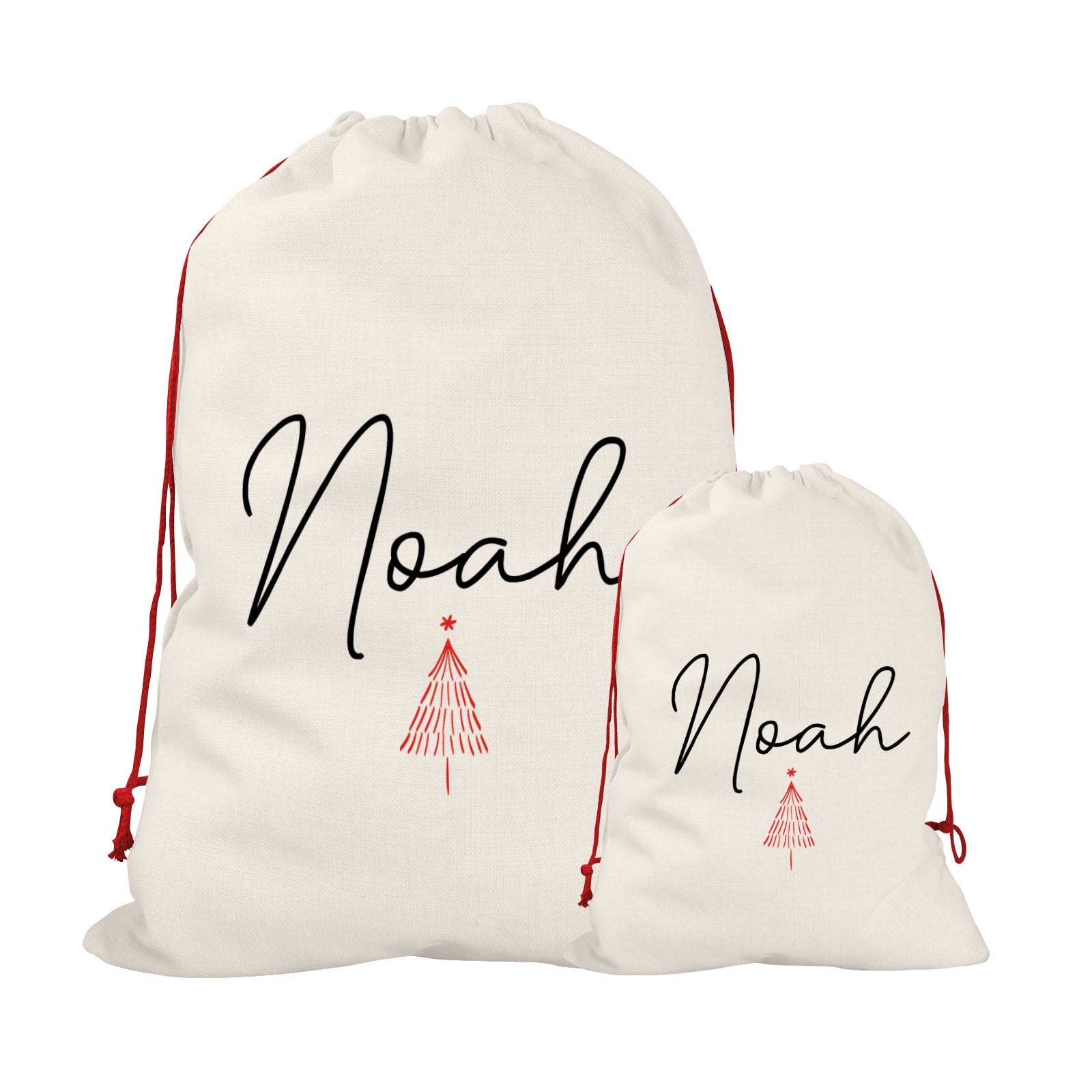Personalised Christmas Sack | Custom Christmas Stocking | Custom Santa Sack For Kids, Children's Christmas Sack - Handwritten Tree