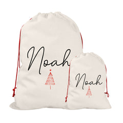 Personalised Christmas Sack | Custom Christmas Stocking | Custom Santa Sack For Kids, Children's Christmas Sack - Handwritten Tree