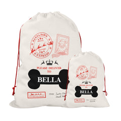 Peersonalised Christmas Sack for Dogs | Custom Pet Christmas Stocking | Dog Christmas Sacks, Personalised Pet Christmas Sacks | Paw Postal