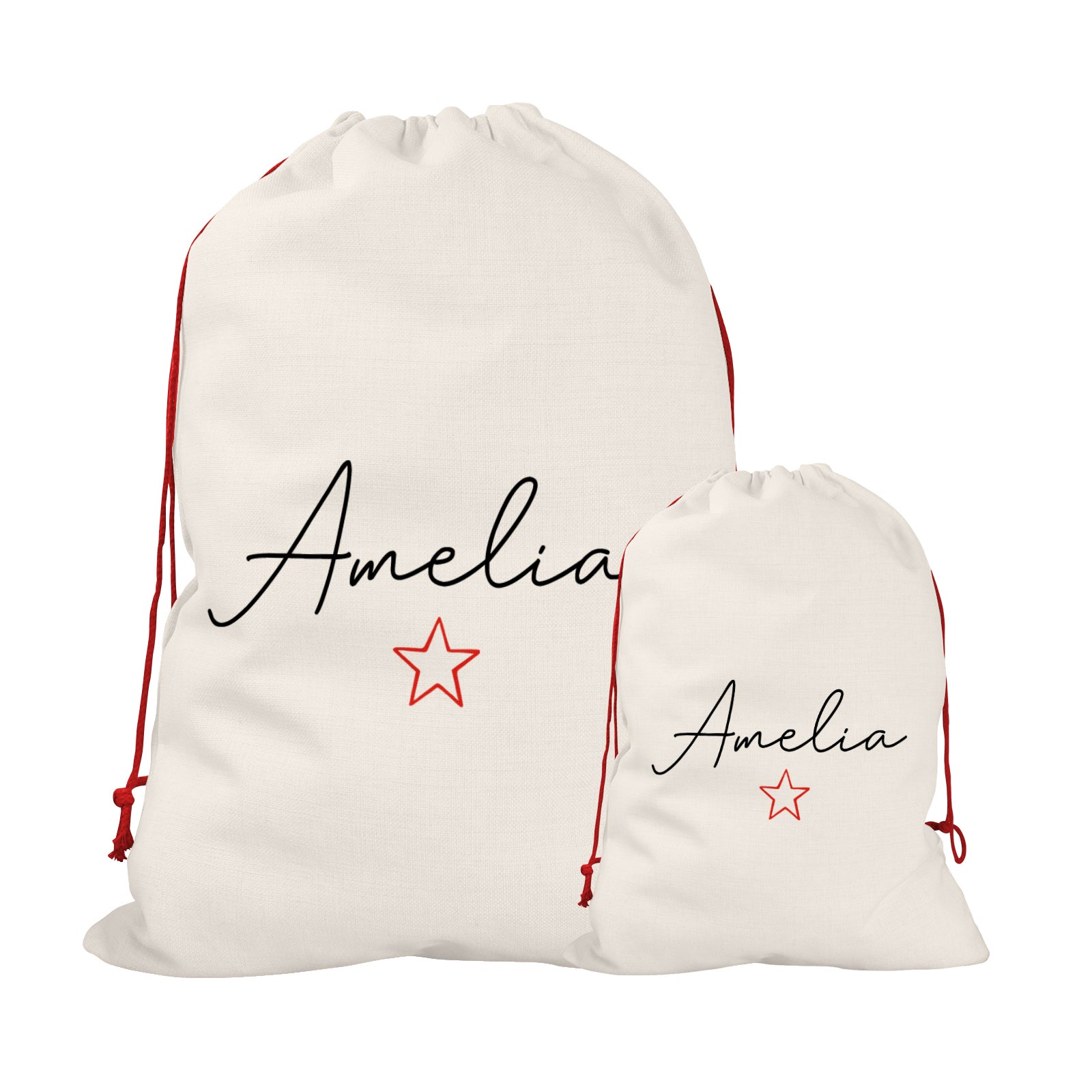 Personalised Christmas Sack | Custom Christmas Stocking | Custom Santa Sack For Kids, Children's Christmas Sack - Handwritten Star