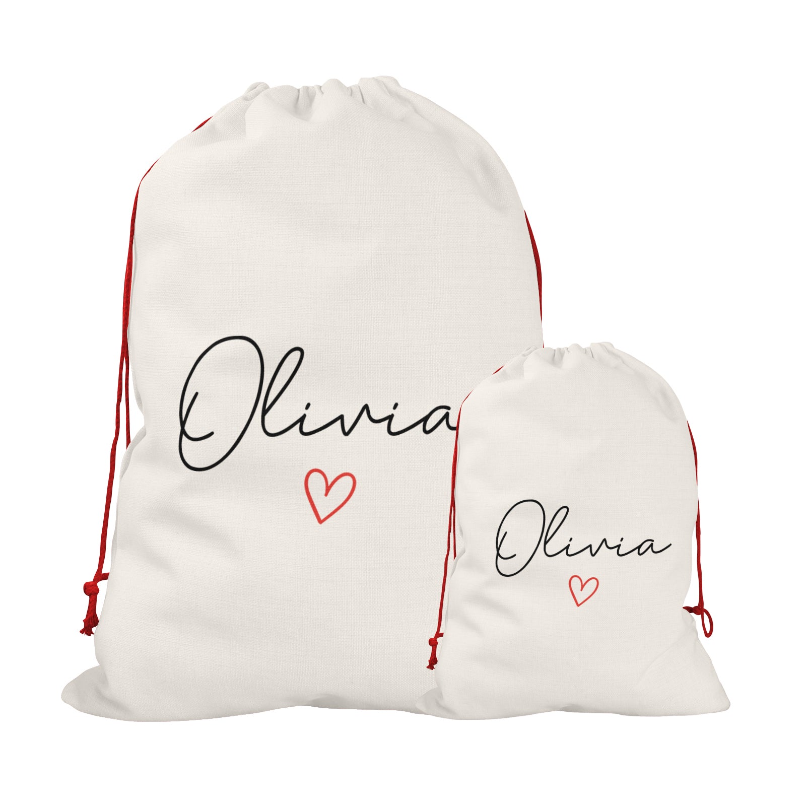 Personalised Christmas Sack | Custom Christmas Stocking | Custom Santa Sack For Kids, Children's Christmas Sack - Handwritten Heart