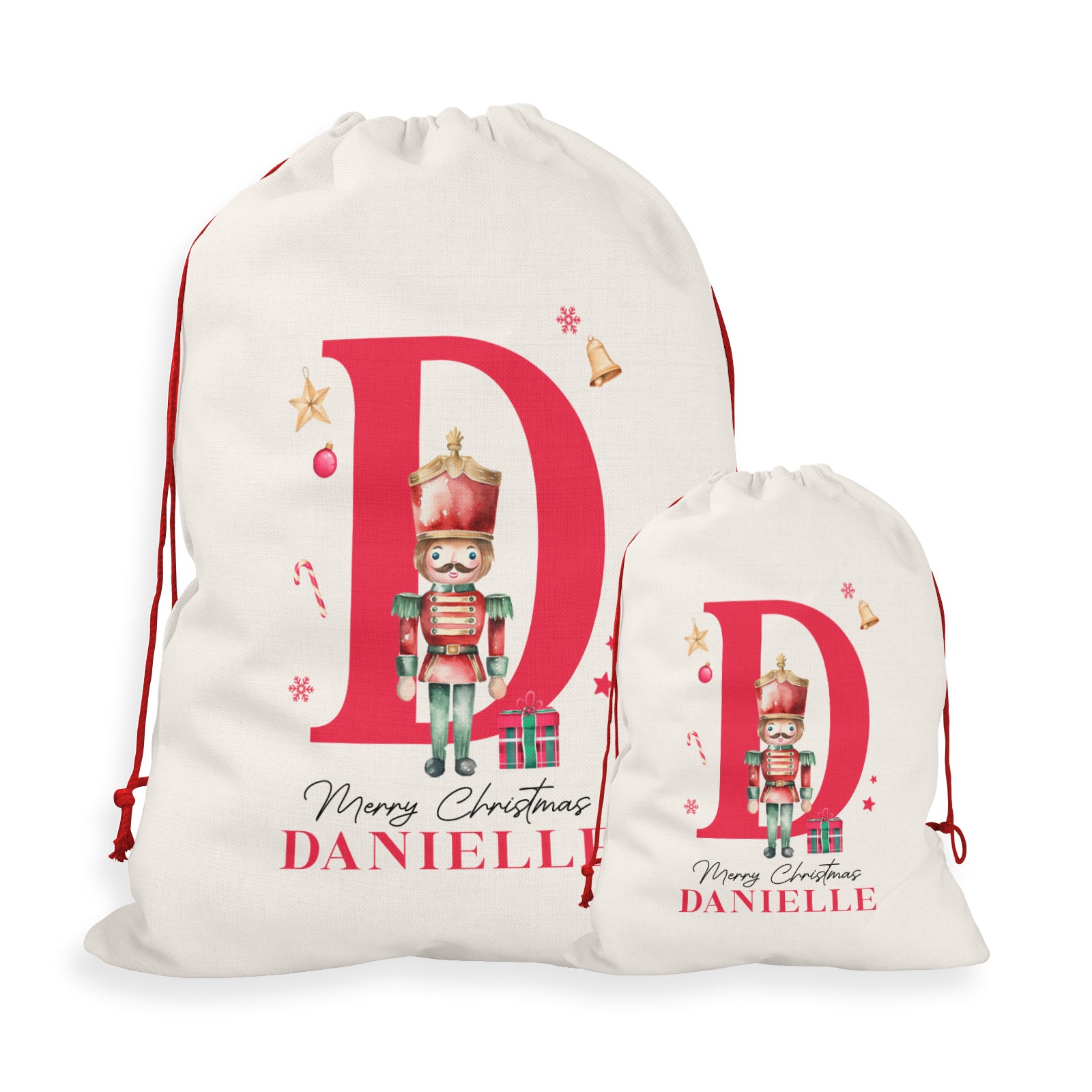 Personalised Christmas Sack | Custom Christmas Stocking | Custom Santa Sack For Kids, Children's Christmas Sack - Nutcracker Initial