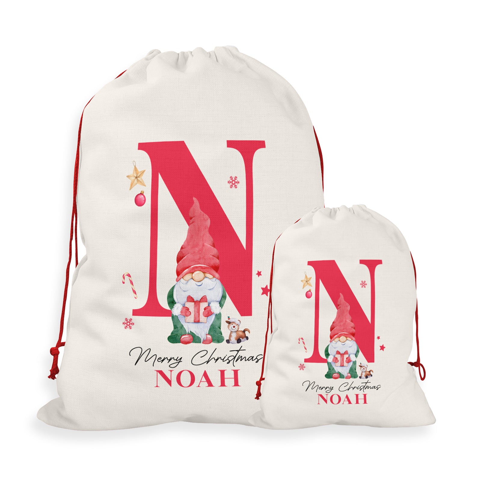 Personalised Christmas Sack | Custom Christmas Stocking | Custom Santa Sack For Kids, Children's Christmas Sack - Elf Initial