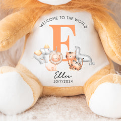 Personalised Teddy, Custom Newborn Teddy | Welcome to the World | Baby Announcement Teddy, Personalised Newborn Gift, Personalised Lion
