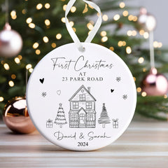 Personalised Christmas Bauble | First Christmas At New Home Bauble, 1st Christmas At Decoration Keepsake | New Home Gift - Illustrations