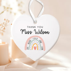 Thank You Teacher Gift, Personalised Teacher Ceramic - Personalised Teacher Gift, Teacher Present. End Of Term Gift - Watercolour Rainbow