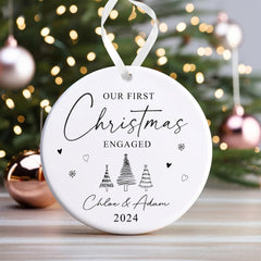 Personalised Engagement Bauble | First Christmas Engaged Bauble | 1st Christmas Engaged Gift | First Christmas Engagement Keepsake - Illustrations