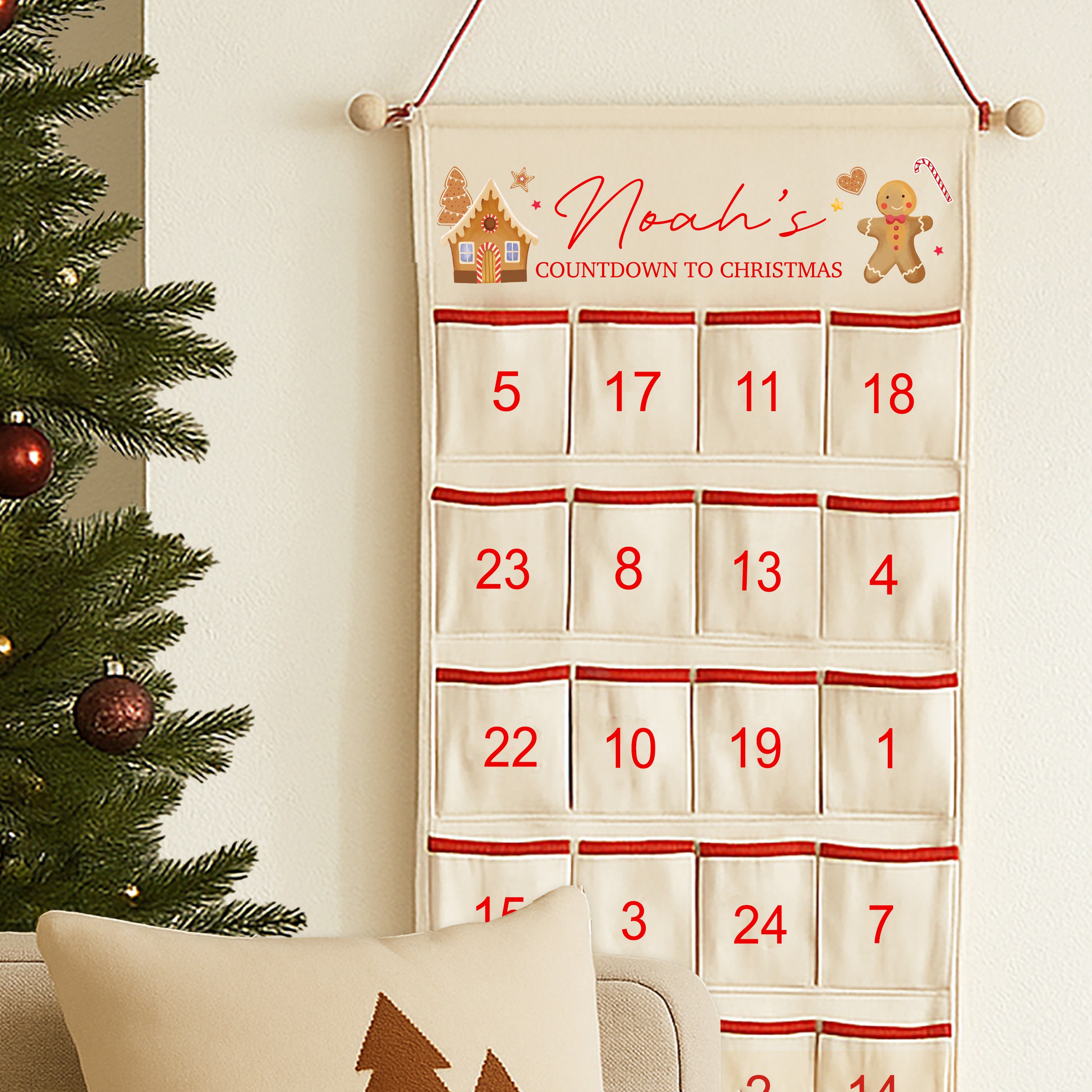Personalised Advent Calendar | Christmas Countdown Calendar | Custom Children’s Advent Calendar, Personalised Kids Christmas Advent Calendar | Gingerbread