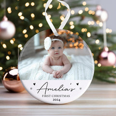 Personalised Babys First Christmas Bauble | Babys 1st Christmas Bauble | Baby’s 1st Christmas Gift | 1st Christmas Decoration - Photo Upload