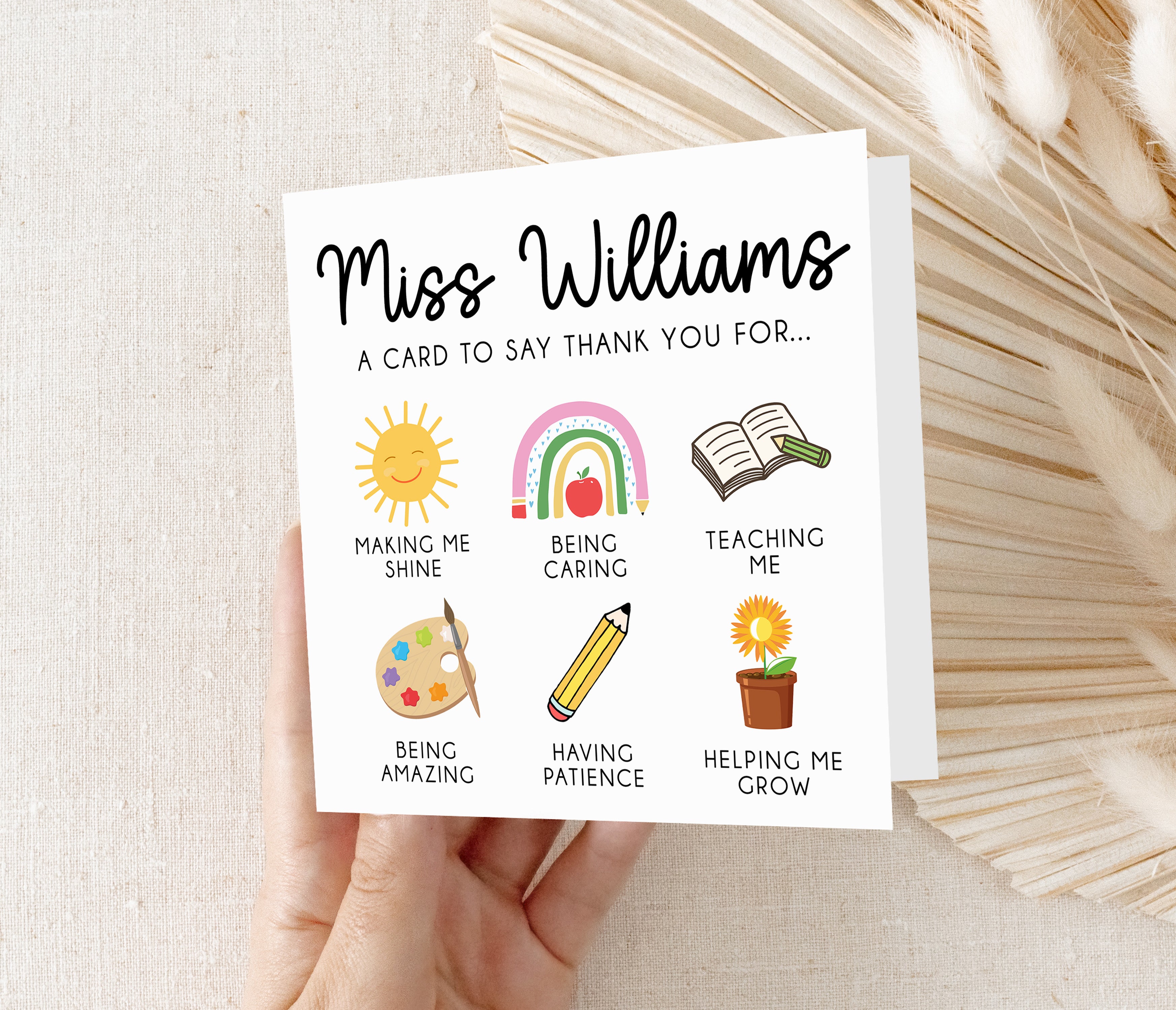 Personalised Teacher Card - Thank You Teacher Card | Personalised Thank You Teacher Card, End Of School Card - Thank You For