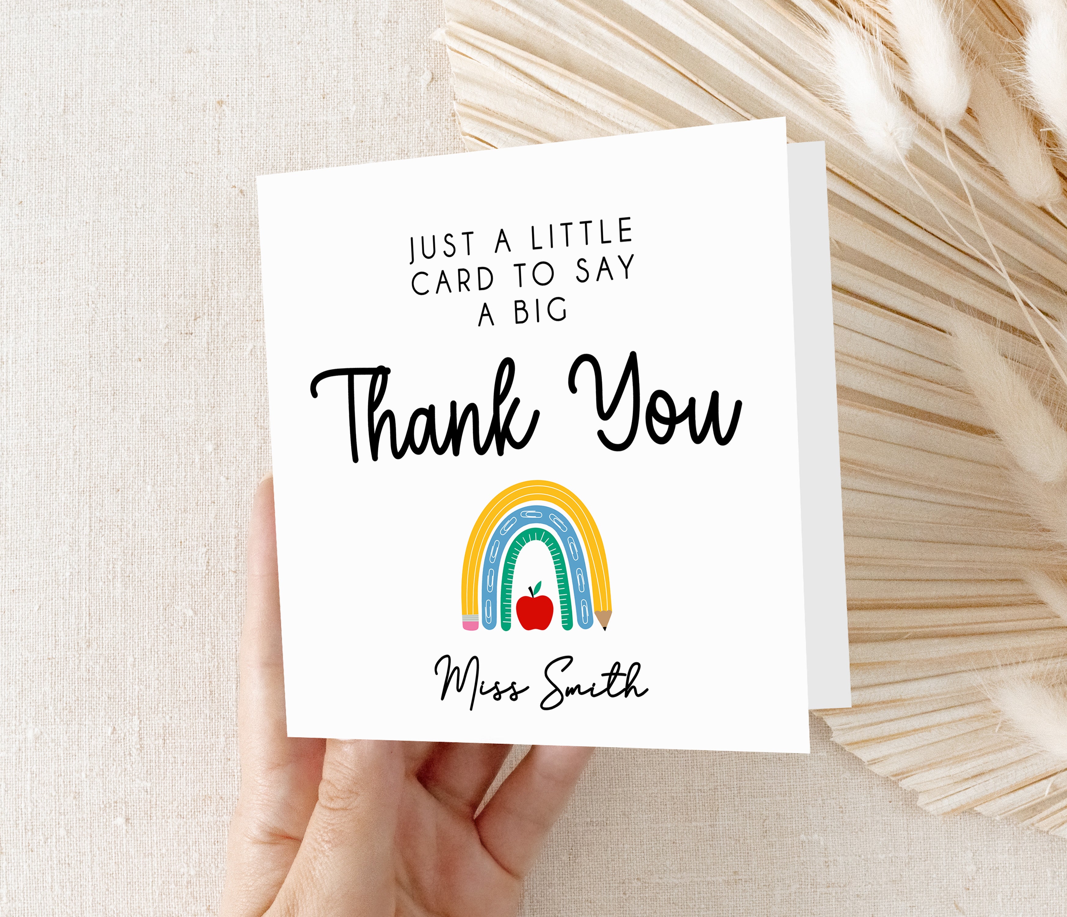 Personalised Teacher Card - Thank You Teacher Card | Personalised Thank You Teacher Card, End Of School Card - Little Card Big Thank You