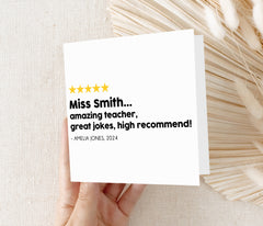 Personalised Teacher Card - Thank You Teacher Card | Personalised Thank You Teacher Card, End Of School Card, Teacher Appreciation - Review