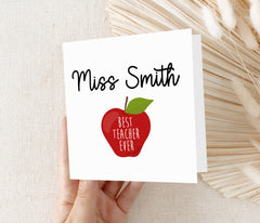 Personalised Teacher Card - Thank You Teacher Card | Personalised Thank You Teacher Card, End Of School Card - Apple