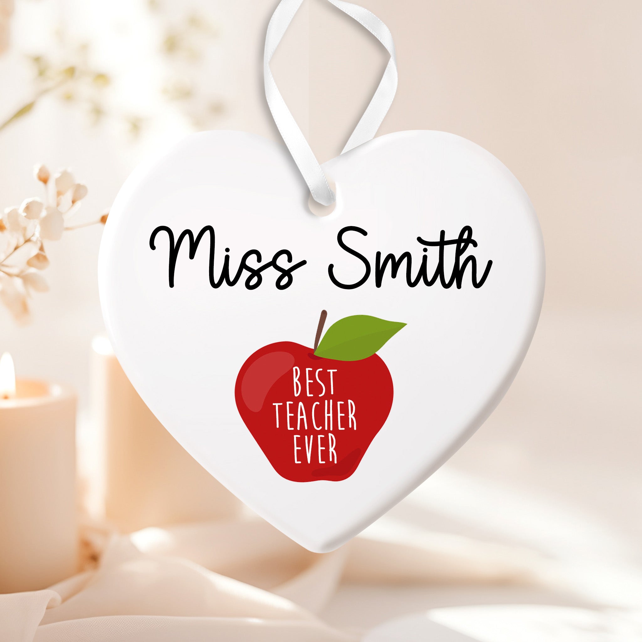 Thank You Teacher Gift, Personalised Teacher Ceramic | Personalised Teacher Gift, Teacher Present. End Of Term Gift, TA Gift - Apple