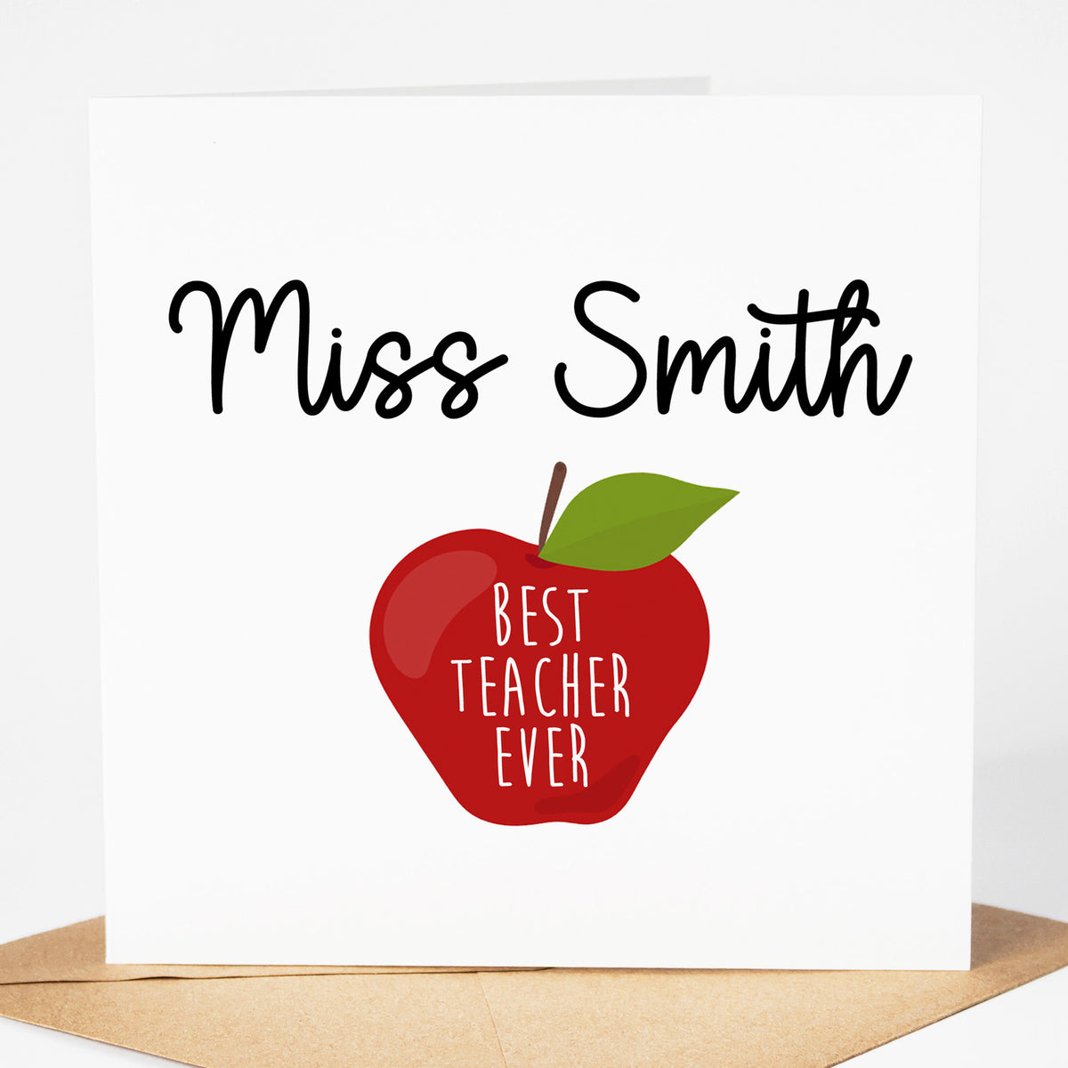 Personalised Teacher Card - Thank You Teacher Card | Personalised Thank You Teacher Card, End Of School Card - Apple