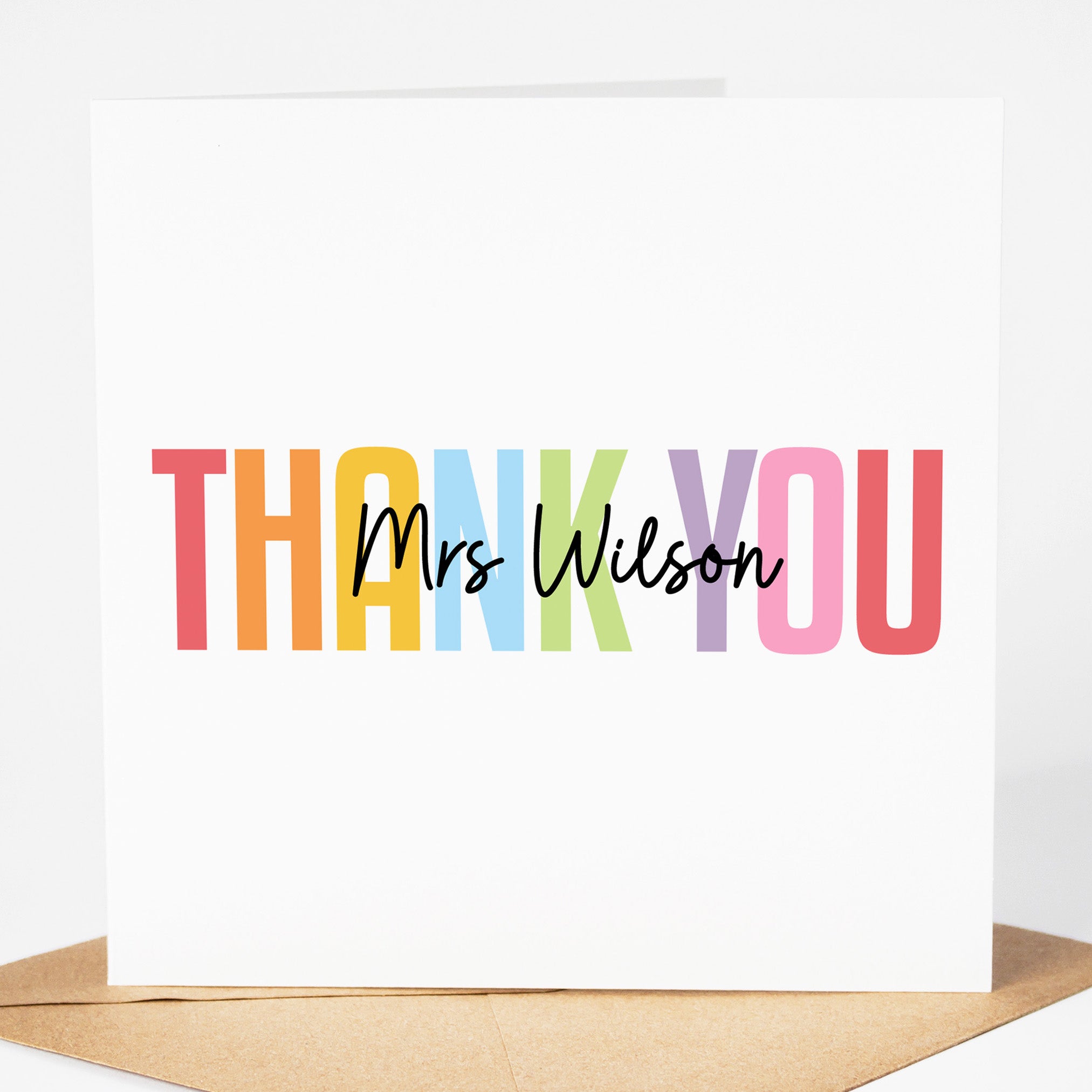 Personalised Teacher Card - Thank You Teacher Card | Personalised Thank You Teacher Card, End Of School Card - Watercolour