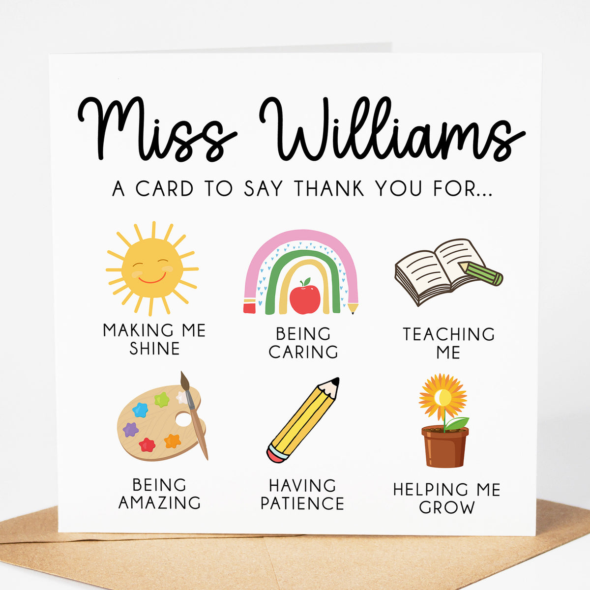 Personalised Teacher Card - Thank You Teacher Card | Personalised Thank You Teacher Card, End Of School Card - Thank You For