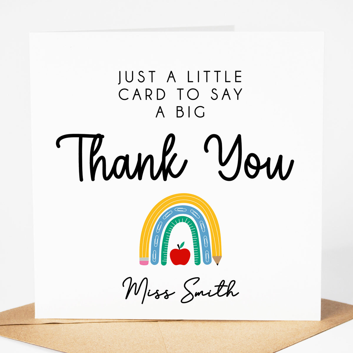 Personalised Teacher Card - Thank You Teacher Card | Personalised Thank You Teacher Card, End Of School Card - Little Card Big Thank You