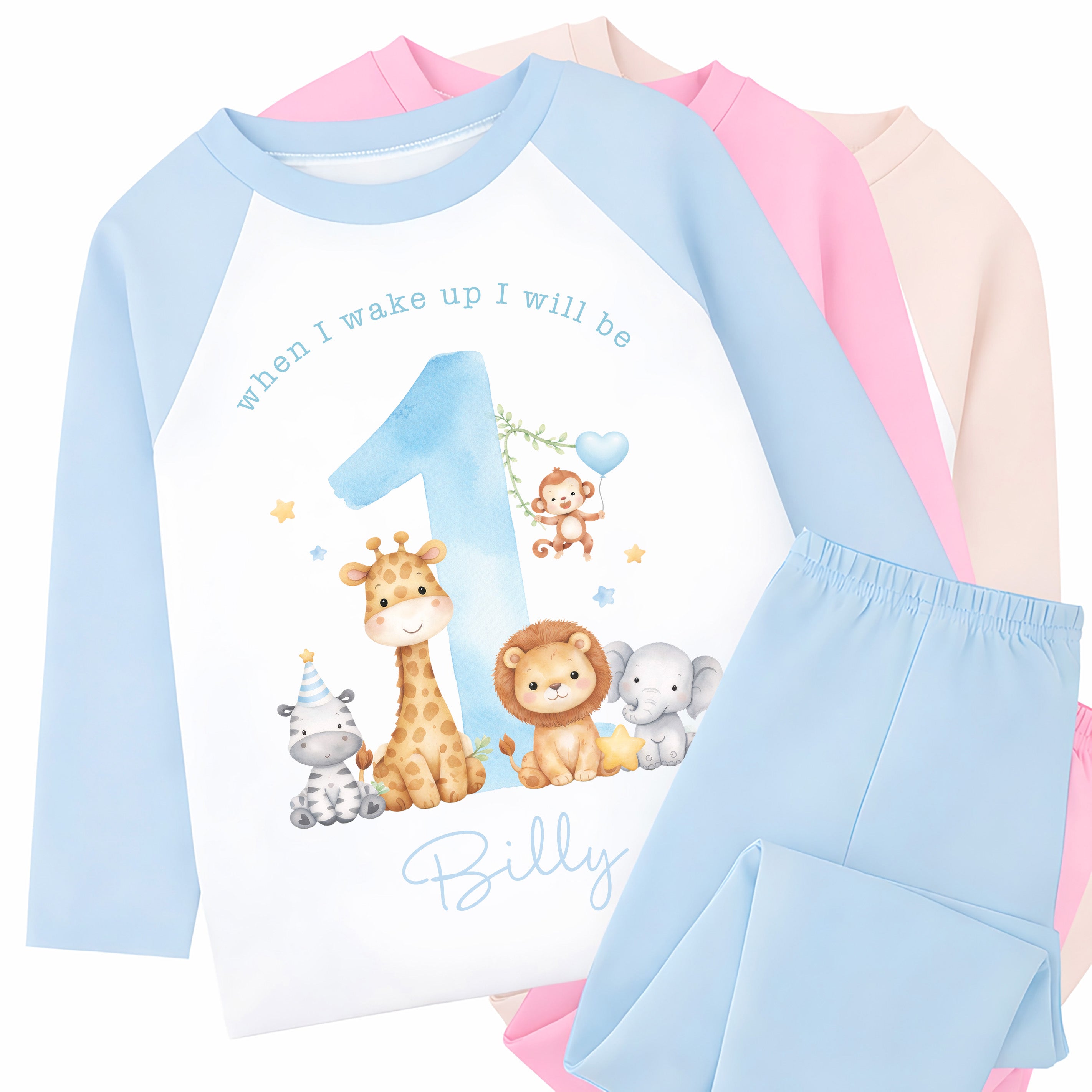 Personalised 1st Birthday Pyjamas, First Bib | When I Wake Up I Will Be 1, Girls 1st Birthday Pyjamas, Boys 1st Birthday Pyjamas
