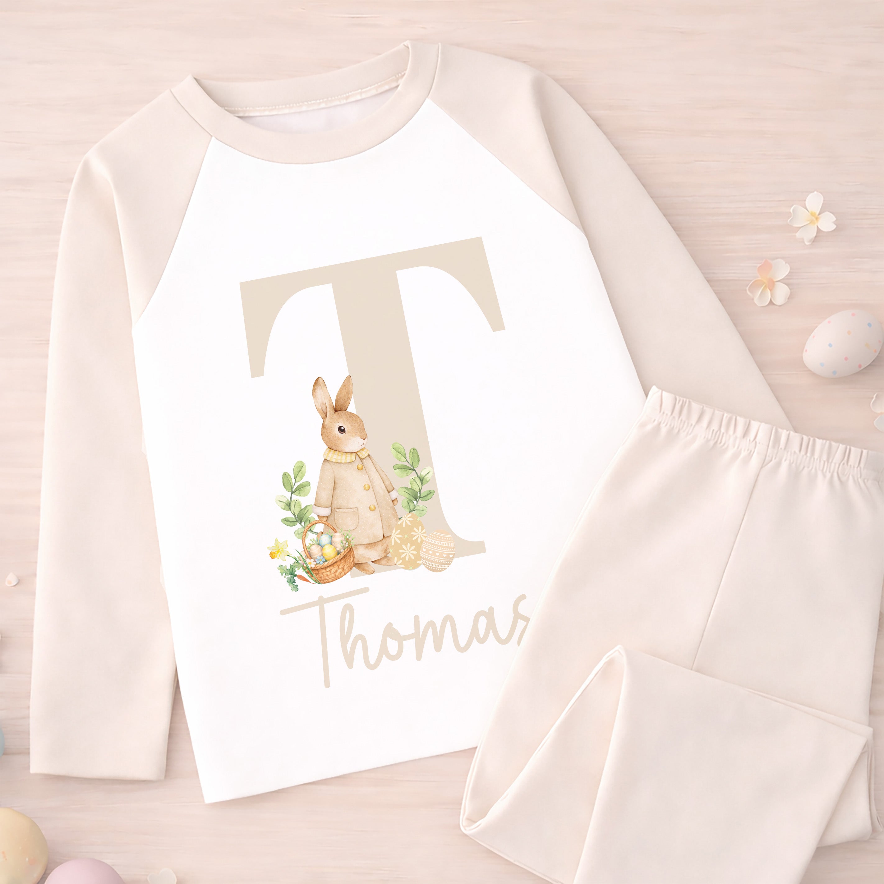 Personalised Easter Pyjamas, Easter Bib | Custom Kids Easter Pyjama Set, Boys & Girls Easter PJ's