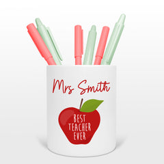 Personalised Ceramic Pencil Pot - Teacher Gift - Best Teacher Ever - TA Gift, Teacher Present, | End of Year Present, Teaching Assistant