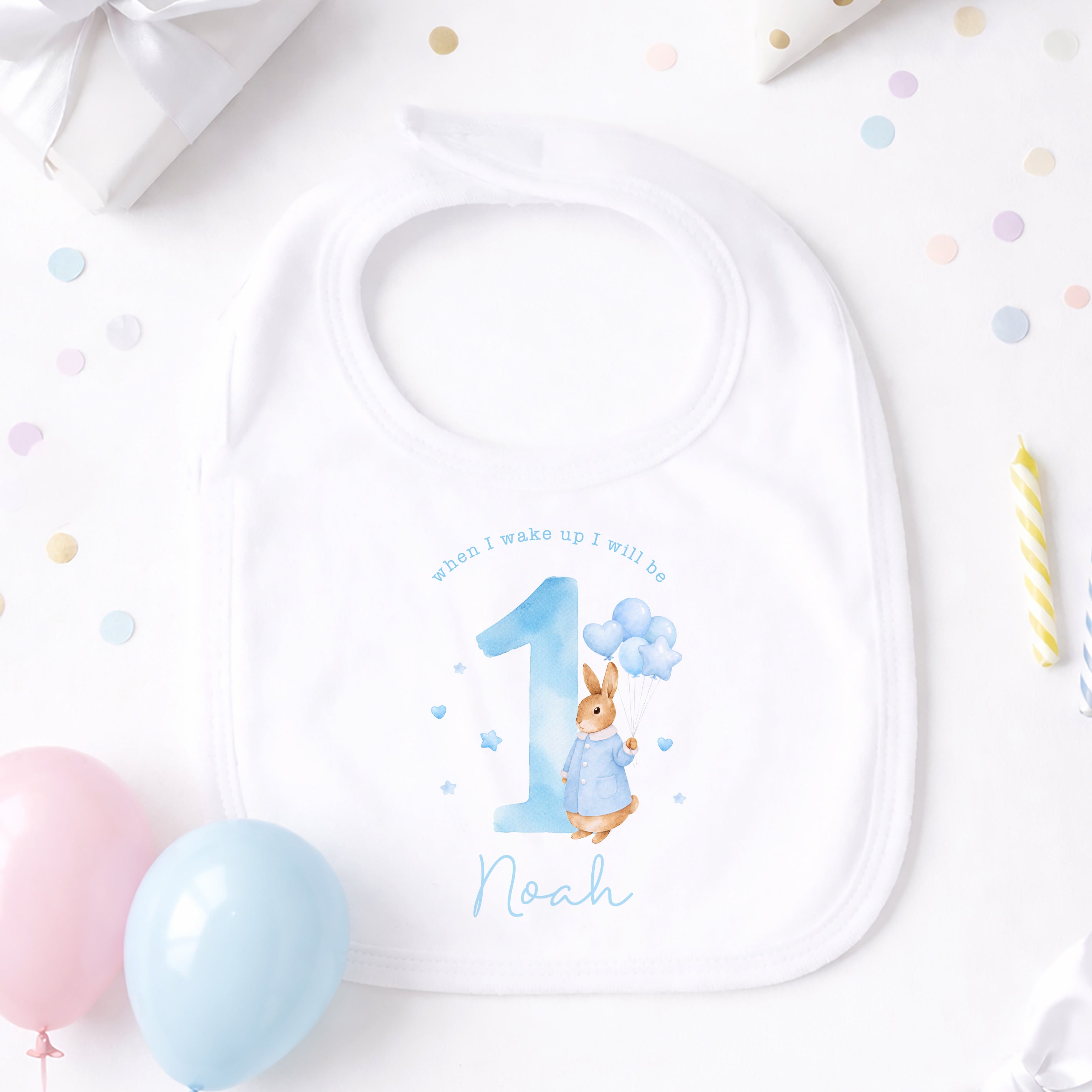 Personalised 1st Birthday Pyjamas, First Bib | Bunny | When I Wake Up I Will Be 1, Girls 1st Birthday Pyjamas, Boys 1st Birthday Pyjamas
