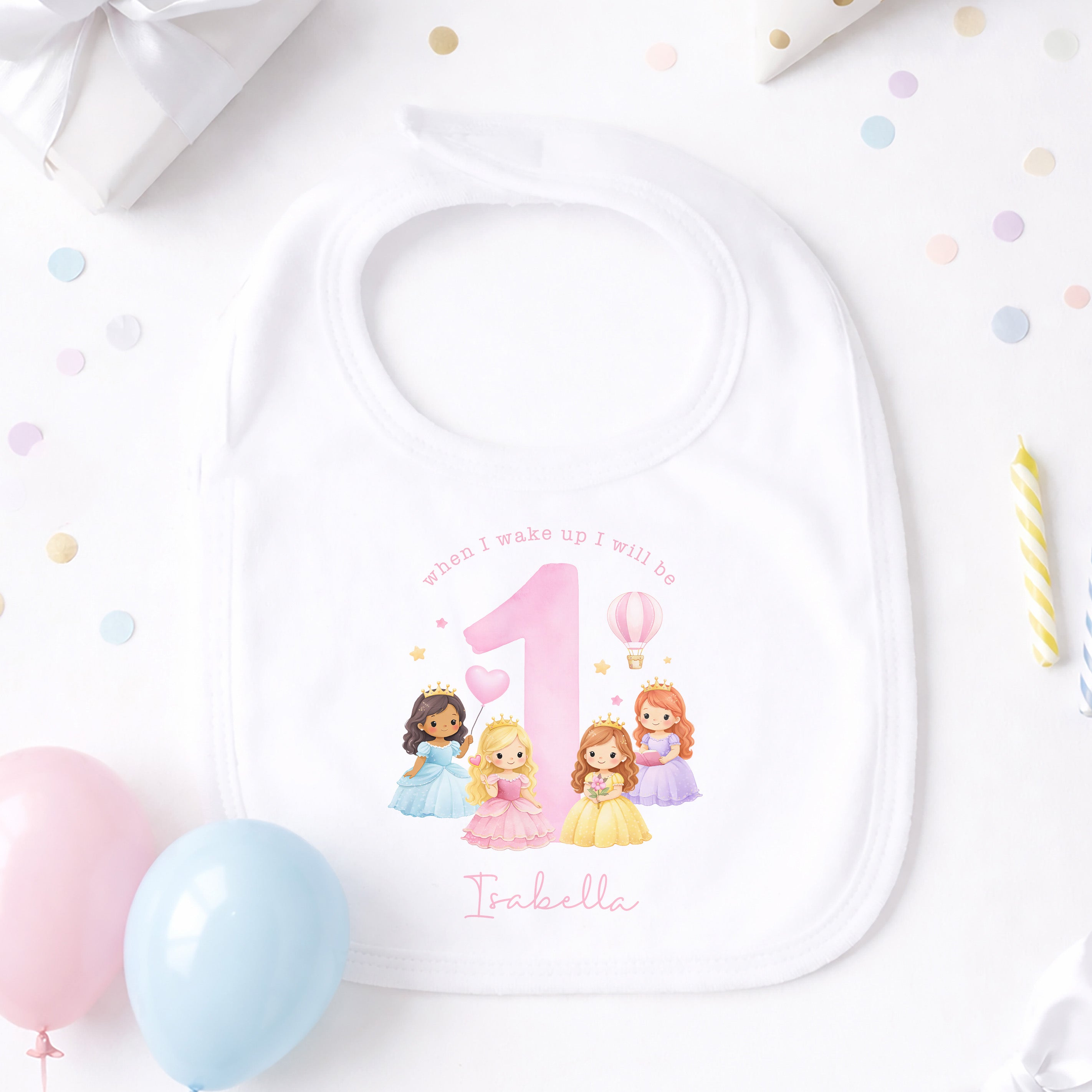 Personalised 1st Birthday Pyjamas, First Bib | Princesses | When I Wake Up I Will Be 1, Boys 1st Birthday Pyjamas
