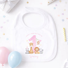 Personalised 1st Birthday Pyjamas, First Bib | When I Wake Up I Will Be 1, Girls 1st Birthday Pyjamas, Boys 1st Birthday Pyjamas