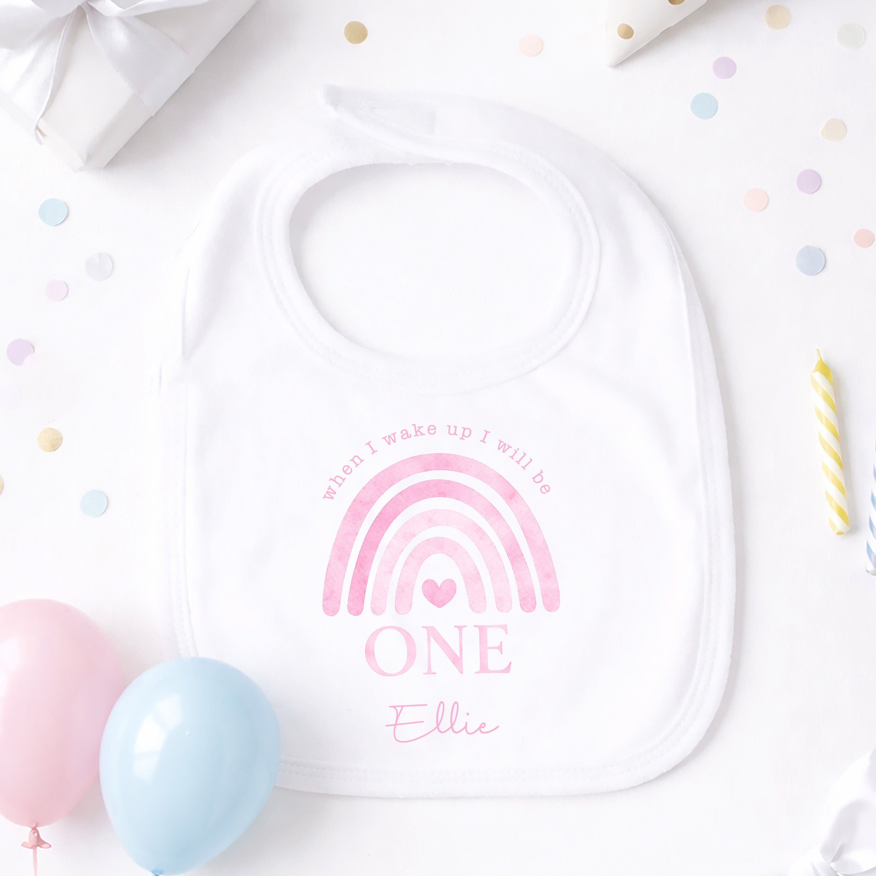 Personalised 1st Birthday Pyjamas, First Bib | Rainbow | When I Wake Up I Will Be 1, Girls 1st Birthday Pyjamas, Boys 1st Birthday Pyjamas