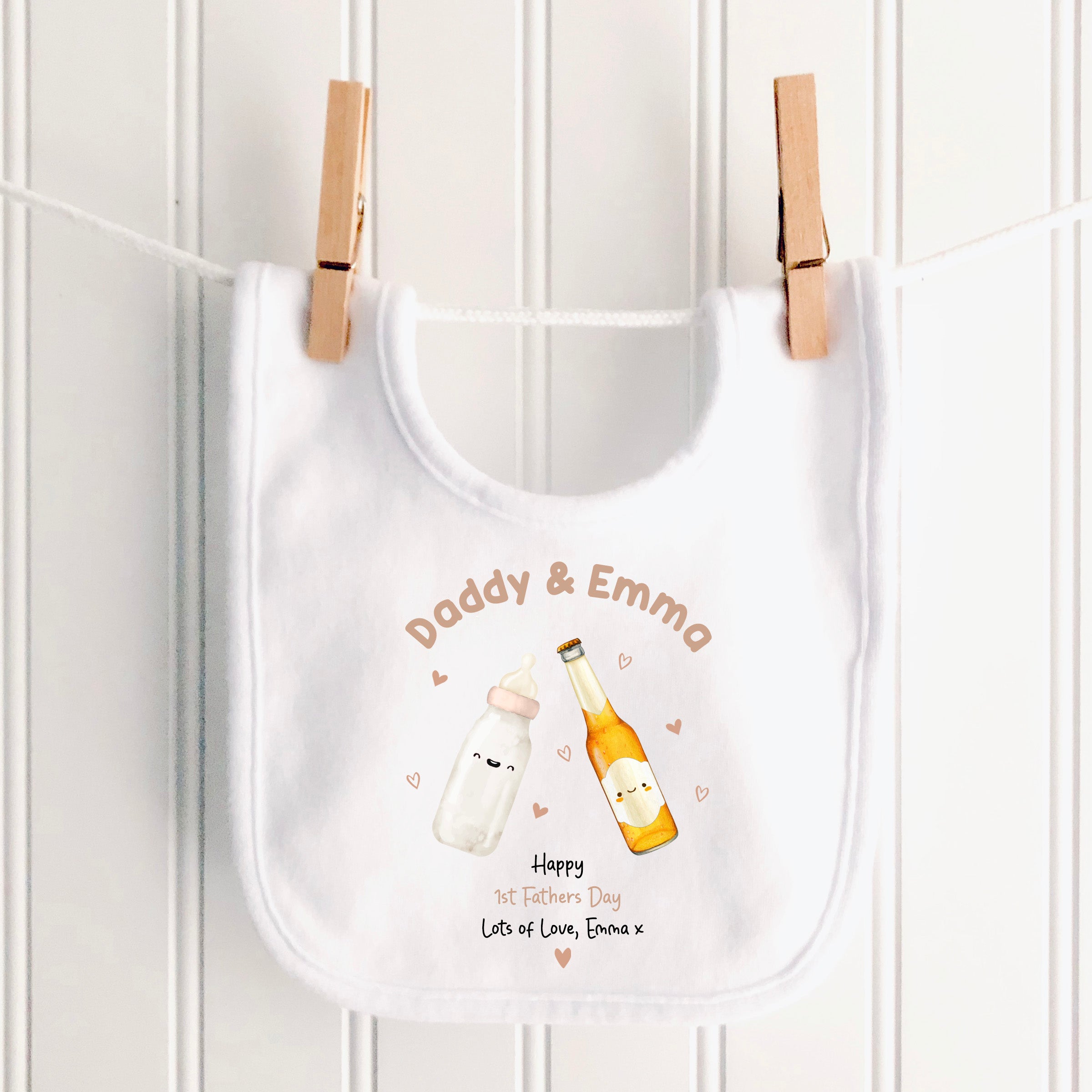1st Fathers Day Baby Grow | First Fathers Day Gift | 1st Fathers Day Sleepsuit, 1st Fathers Day Bib | Daddy's 1st Fathers Day | 1st Romper Pink Neutral