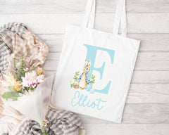 Personalised Easter Bag | Initial Pink or Blue | Personalised Easter Tote, Custom Easter Hunt Bag, Personalised Easter Gift, Easter Basket