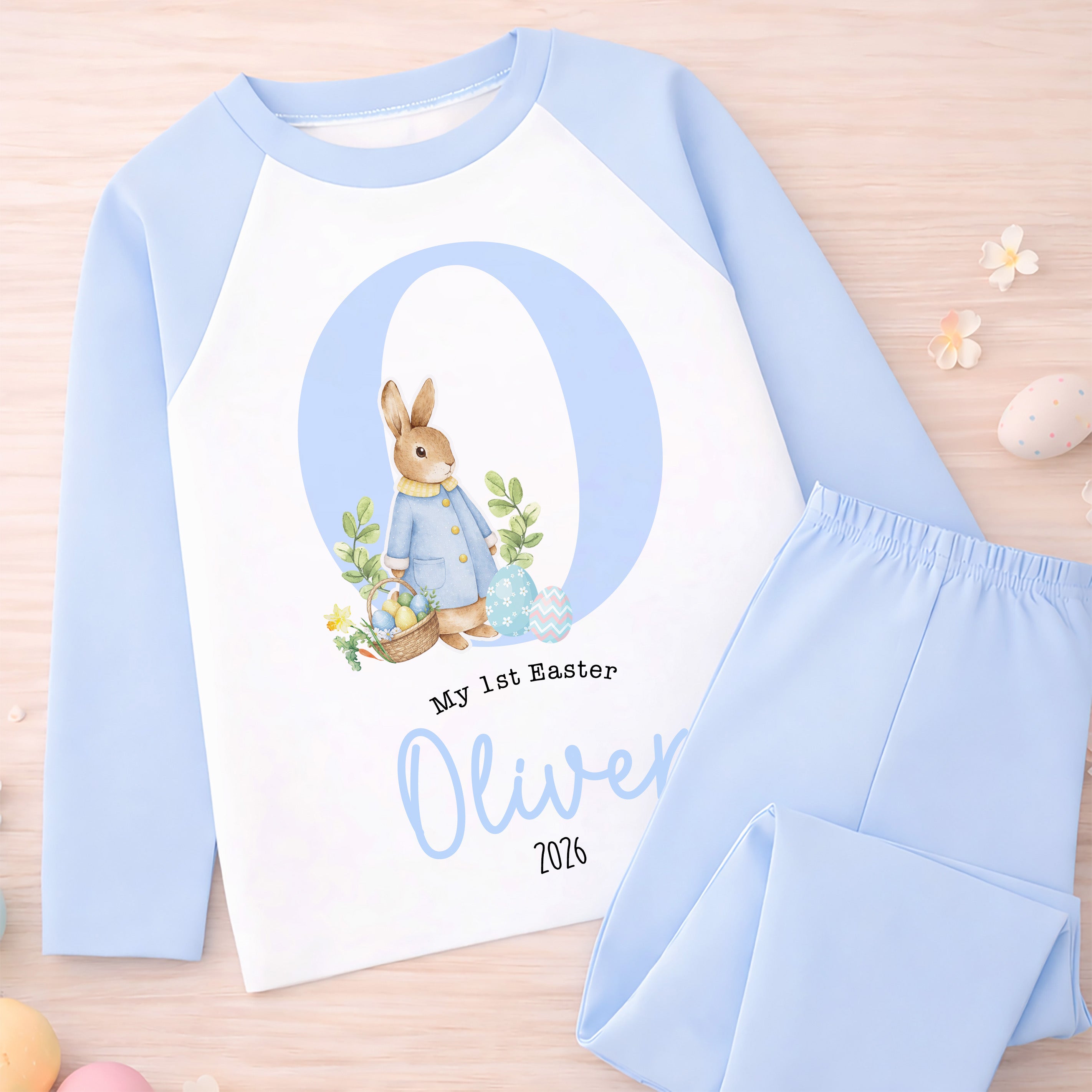 Personalised 1st Easter Pyjamas, Easter Bib | Custom Boys & Girls First Easter Baby Grow, Baby's Easter Romper