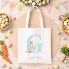 Personalised Easter Bag | Initial Pink or Blue | Personalised Easter Tote, Custom Easter Hunt Bag, Personalised Easter Gift, Easter Basket