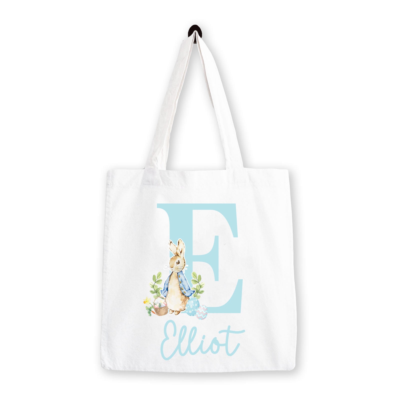 Personalised Easter Bag | Initial Pink or Blue | Personalised Easter Tote, Custom Easter Hunt Bag, Personalised Easter Gift, Easter Basket