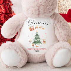 Personalised Christmas Teddy | Babys 1st Christmas Teddy | Personalised Reindeer | 1st Christmas Gift, First Christmas Teddy - Watercolour
