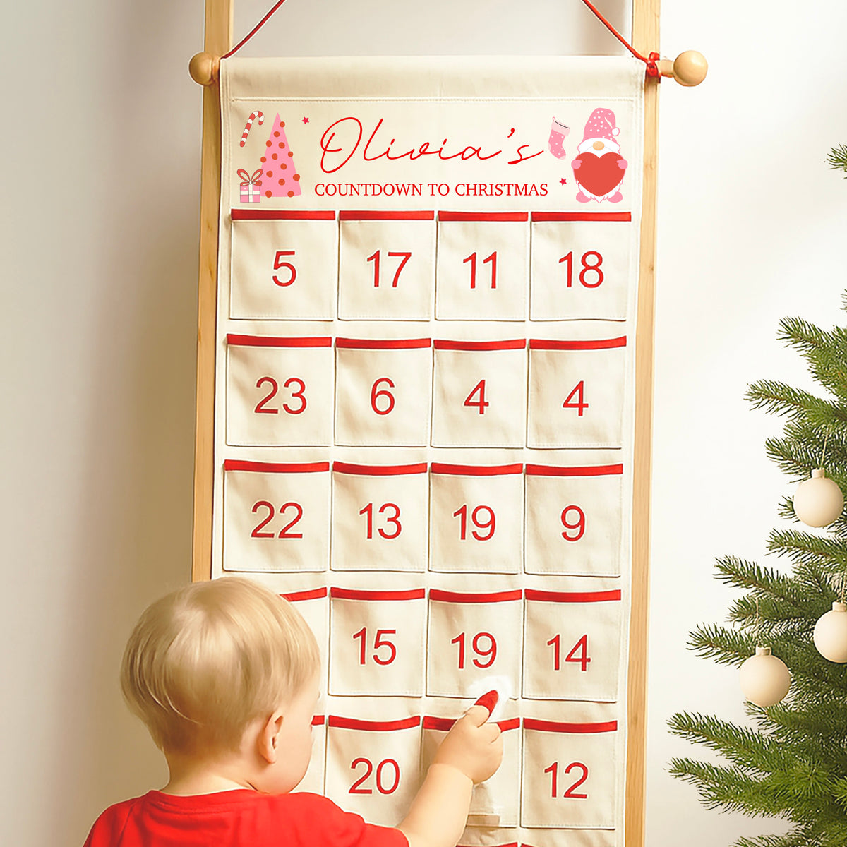 Personalised Advent Calendar | Christmas Countdown Calendar | Custom Children’s Advent Calendar, Personalised Kids Christmas Advent Calendar | Pink