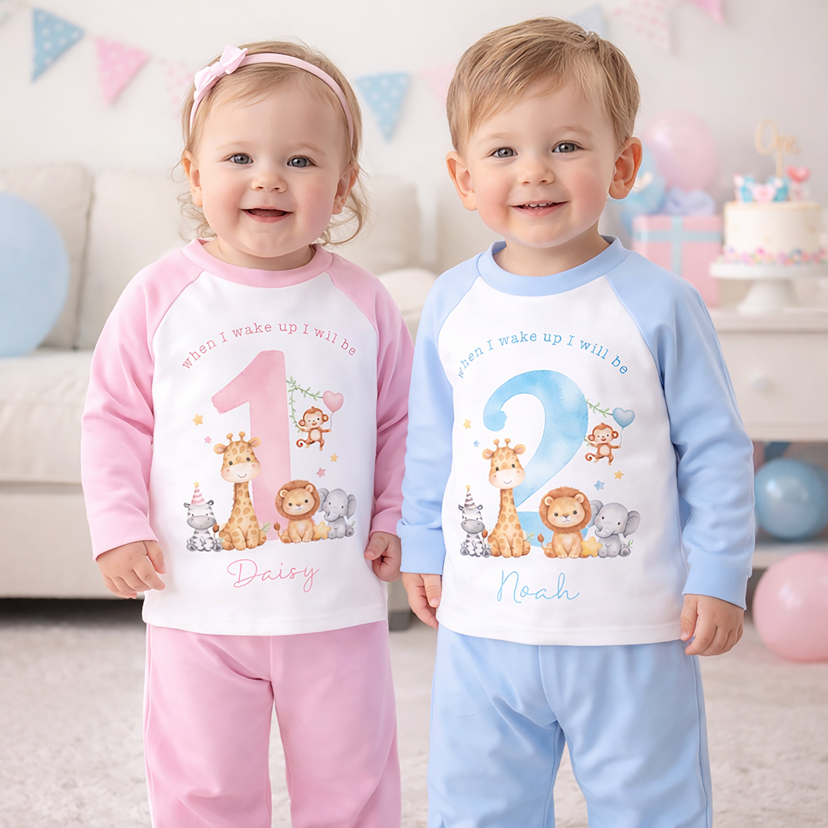 Personalised 1st Birthday Pyjamas, First Bib | When I Wake Up I Will Be 1, Girls 1st Birthday Pyjamas, Boys 1st Birthday Pyjamas