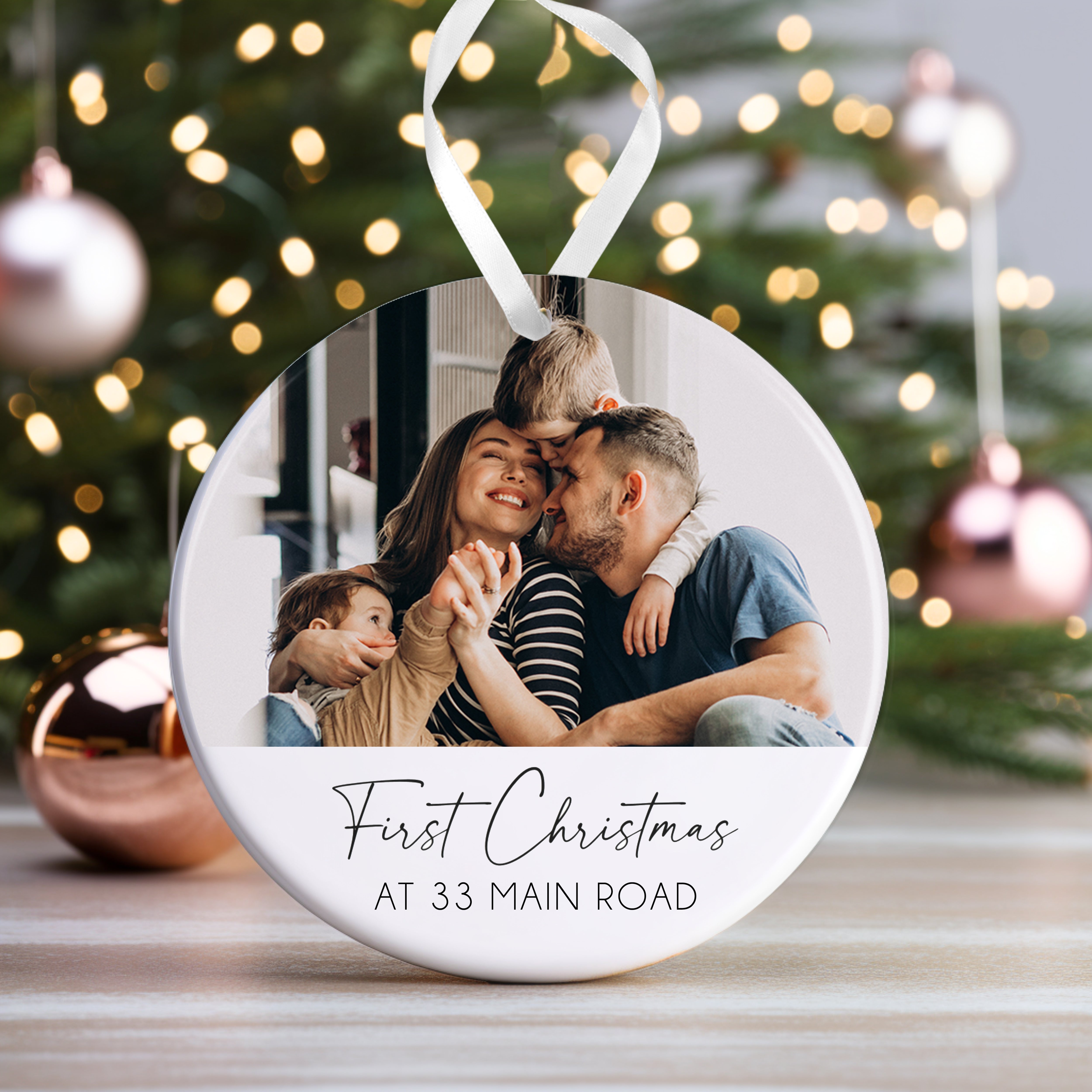 Personalised Christmas Bauble | First Christmas At New Home Bauble, 1st Christmas At Decoration Keepsake | New Home Gift - Photo Upload