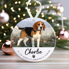 Dog Memorial Christmas Bauble | Pet Memory Ornament | Cat Memorial Keepsake Bauble | Pet Loss Christmas, Pet Loss Gift - Photo in Our Hearts