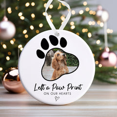 Dog Memorial Christmas Bauble | Pet Memory Ornament | Cat Memorial Keepsake Bauble | Pet Loss Christmas, Pet Loss Gift - Photo Paw