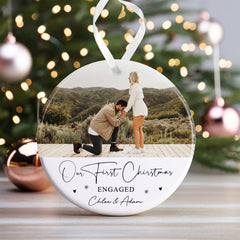 Personalised Engagement Bauble | First Christmas Engaged Bauble | 1st Christmas Engaged Gift | First Christmas Engagement Keepsake - Photo Upload