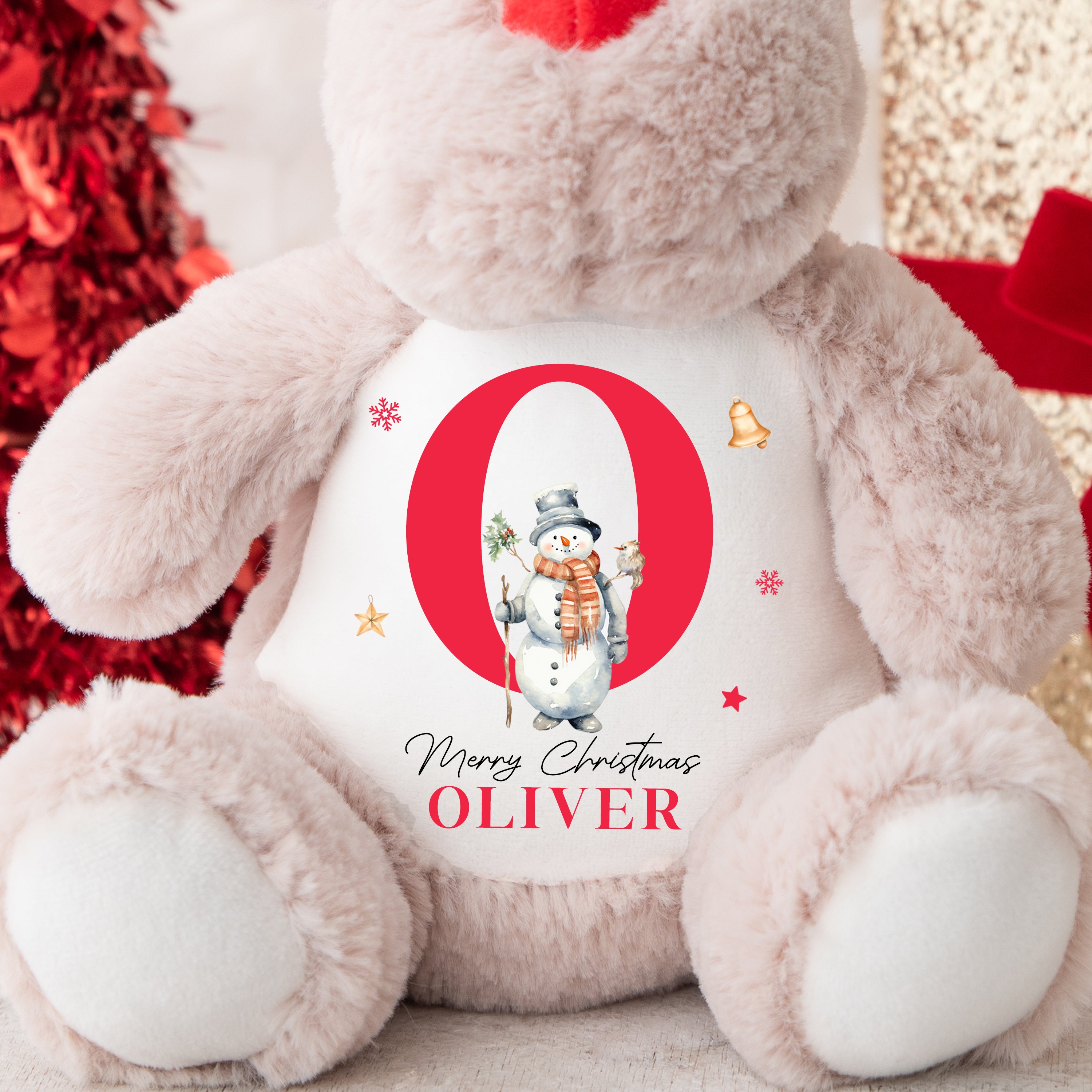 Personalised Christmas Teddy | Reindeer Teddy | Personalised Christmas Gift, Baby Christmas Kids, Children's Christmas Gift | Snowman Initial