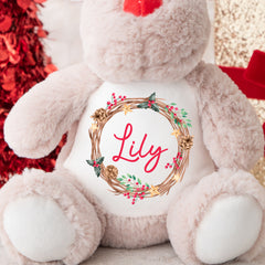 Personalised Christmas Teddy | Reindeer Teddy | Personalised Christmas Gift, Baby Christmas Kids, Children's Christmas Gift | Christmas Wreath