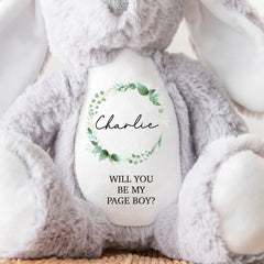 Will You Be My Page Boy Teddy Bear | Personalised Page Boy Announcement, Custom Page Boy Gift | Personalised Page Boy Gift | Floral Wreath