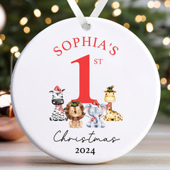 Personalised Baby's First Christmas Bauble | Babys 1st Christmas Bauble | Baby’s 1st Christmas Gift | 1st Christmas Decoration - Animals