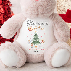 Personalised Christmas Teddy | Babys 1st Christmas Teddy | Personalised Reindeer | 1st Christmas Gift, First Christmas Teddy - Watercolour