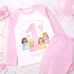 Personalised 1st Birthday Pyjamas, First Bib | Princesses | When I Wake Up I Will Be 1, Boys 1st Birthday Pyjamas