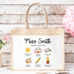 Thank You Teacher Gift, Personalised Teacher Bag | Personalised Teacher Gift, Teacher Present. End Of Term Gift, TA Gift - Teacher Wreath