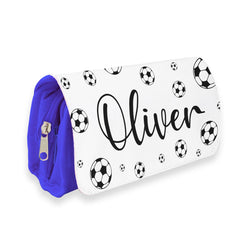 Personalised Children’s Pencil Case | Pencil Case for Girls, Pencil Case for Boys - Back to School | Custom Kids Pencil Case - Footballs