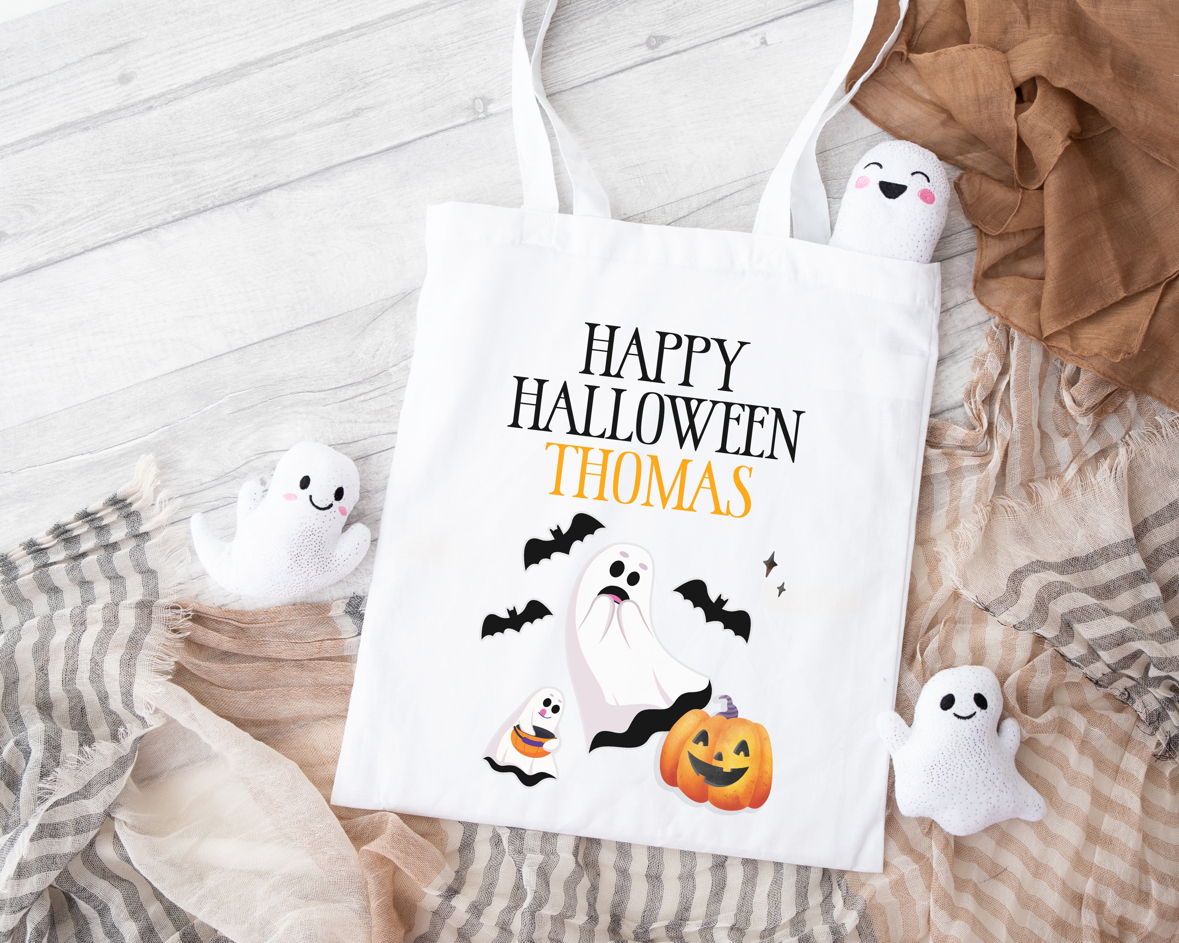 Personalised Halloween Trick or Treat Bag | Ghost | Halloween Tote Bag | Personalised Halloween Gift